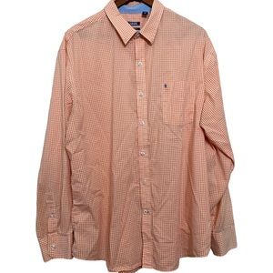 4/$24 Izod Orange and White Checked Button Down Long Sleeve Shirt Size XL